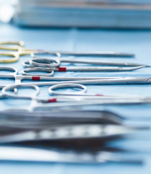 Close up of many kind of medical equipment manage for surgeon to start operations in operating room.